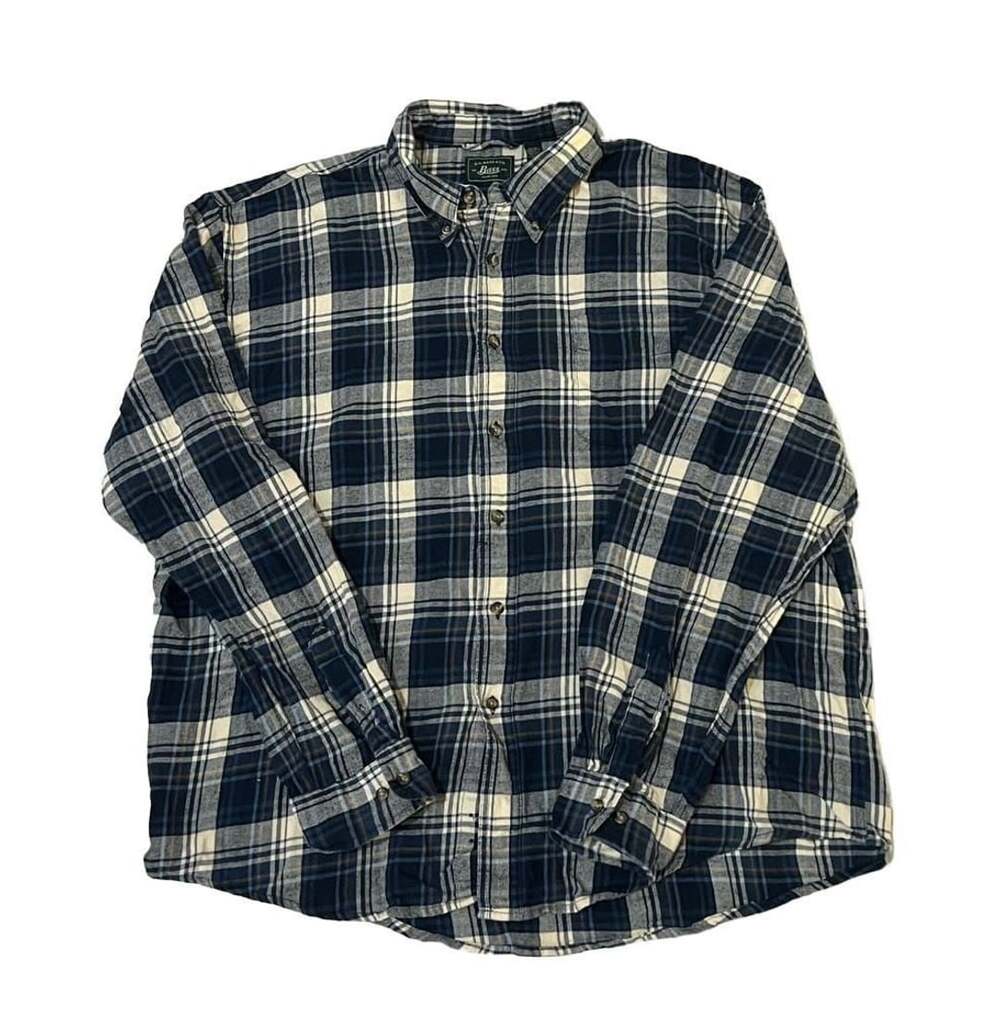G.H. Bass & Co. Men's Blue Plaid Cotton LS Button Down Flannel Shirt XXL